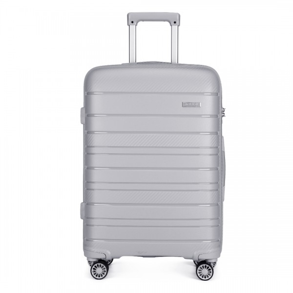 K2091L - Kono 20 Inch Multi Texture Hard Shell PP Suitcase - Classic Collection - Grey